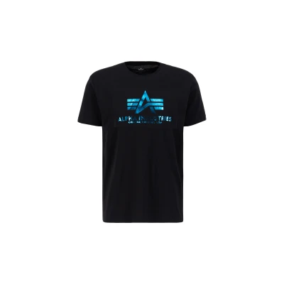 Abbildung von Alpha Industries FOIL Tshirt print, Herren, Größe: Large, Black blue