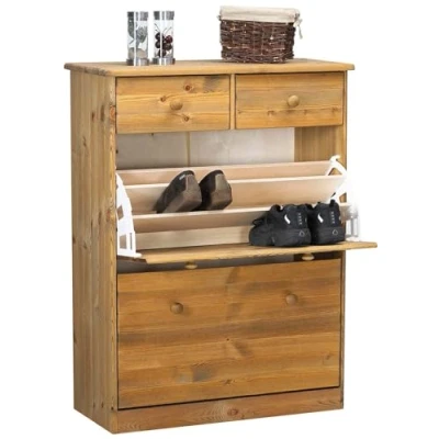 Abbildung von ebuy24 Schuhschrank Nelly 2 Klaptüren Schubladen Kiefer
