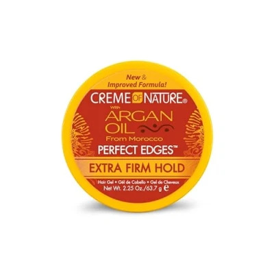 Abbildung von Creme of Nature , Argan, Perfect Edges, marokkanisches Arganöl Gel, für krauses lockiges Haar, sulfatfrei, kein Ausspülen, zusätzlicher Halt 48 Stunden, Dose (63,7 ml)