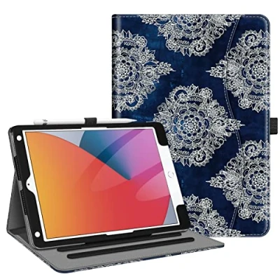 Abbildung von Fintie Schutzhülle für iPad der 9. Generation (2021) 10.2 Zoll [Eckenschutz] Multi Winkel Standfunktion mit Tasche und Stifthalter, auch passend 8. (2020) / 7. (2019)