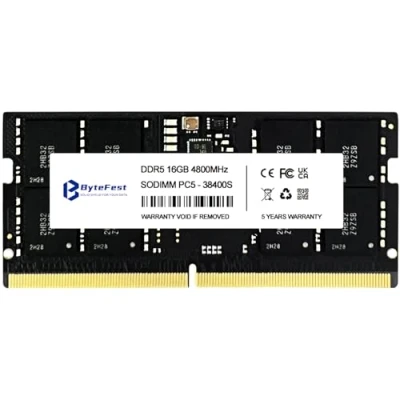 Abbildung von ByteFest DDR5 RAM 16GB 4800MHz PC5 38400 CL40 1.1V SODIMM On Die ECC 262 Pin Laptop/Notizbuch Arbeitsspeicher Speichermodul