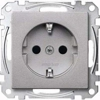 Abbildung von Schneider Electric Merten MEG2300 0460 SCHUKO Steckdose, erhöhter Berührungsschutz,Schutzkontaktsteckose, Steckklemmen, Aluminium, System M