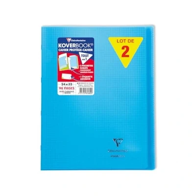 Abbildung von Clairefontaine 981602C Packung mit 10 Heften Koverbook DIN A4+, 24x32cm, 48 Blatt kariert Rand, 90g, Einband PP, Blau, 1 Pack