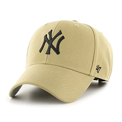 Abbildung von &#039;47 MLB New York Yankees MVP Unisex Baseballkappe, Verstellbar, Hochwertiges Design und Verarbeitung, Black Logo, Old Gold