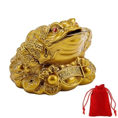 Abbildung von WYSUMMER Glücksmünze, Feng Shui Kröte Münze, Golden Glückfrosch, chinesischer Glücksbringer für Wohlstand