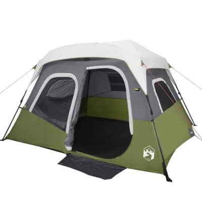 Abbildung von vidaXL Familienzelt, Campingzelt mit LED, Gruppenzelt für 6 Personen Quick Release, Outdoor Zelt Abnehmbarem Überzelt, Hellgrün