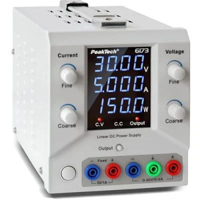Abbildung von PeakTech 6173 Labornetzteil 0 30 V / 5 A DC SELV linear Netzteil mit Trenntransformator, Labornetzgerät USB &amp; Software