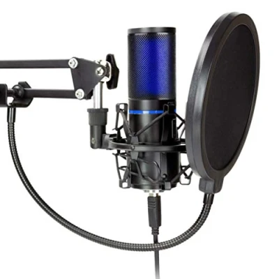 Abbildung von STRMD USB Microphone (Cardioid), Pop Up Green Screen, Shock Mount, Tripod Mic Stand, Scissor Filter &amp; Wind Shield ideal for Zoom, Skype, Twitch YouTube Equipment, ST VLOG SSK