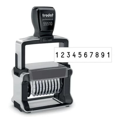 Abbildung von Trodat Professional 55510 Nummernstempel 10 Bänder, Selbstfärbend, 5 mm Schrifthöhe, Abdruck schwarz