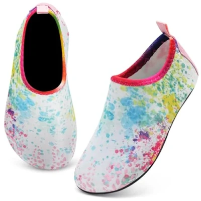 Abbildung von IceUnicorn Badeschuhe Kinder Schwimmschuhe Jungen Mädchen Strandschuhe Baby Aquaschuhe Barfußschuhe Kleinkind Wasserschuhe(Farbe Dots,28/29EU)