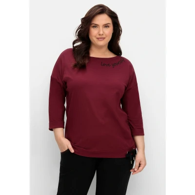 Abbildung von Sheego Langarmshirt, Damen, Größe: 40/42, Weinrot