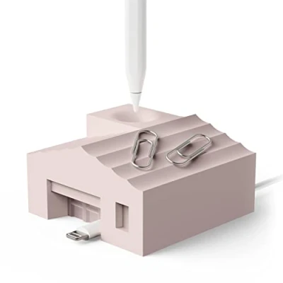 Abbildung von elago Pencil Stand Kompatibel mit Apple Pro (1st &amp; 2nd Generation) and (USB C) und Andere Stylus, Hülle, Blitzkabel Organizer (Sand Rosa)