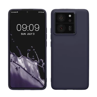 Abbildung von kwmobile Hülle kompatibel mit Xiaomi 13T / Pro weiches TPU Silikon Case Cover geeignet für kabelloses Laden Deep Ocean