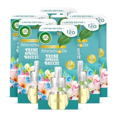 Abbildung von Air Wick Duftöl Flakon Nachfüller Fresh Spring Breeze 6 x 19ml (Jahresvorrat, St., Lufterfrischer), mit ätherischen Ölen