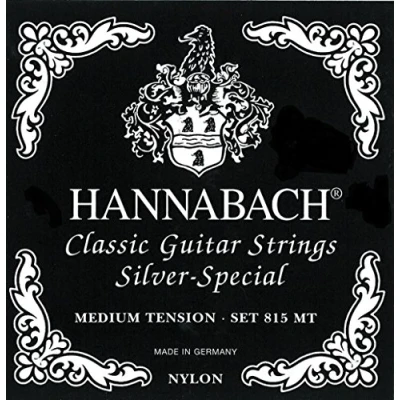Abbildung von Hannabach Saiten für Klassikgitarre Serie 815 Medium Tension Silver Special Konzertgitarre (Allzweck Saite fast jedes Instrument, klassische Gitarre, Made in Germany, 8 saitig), Schwarz