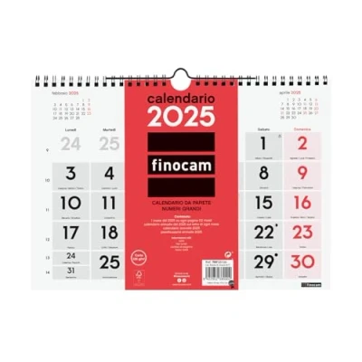 Abbildung von Finocam Neutraler Wandkalender mit großen Zahlen 2025, monatliches Layout Januar 2025 Dezember (12 Monate) Italienisch