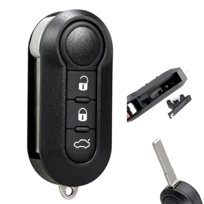 Abbildung von Schlüsselgehäuse mit 3 Tasten, für Fiat 500 / 500C, Peugeot, Citroen, Brava, Bravo, EVO, Grande Doblo Ducato, Panda, Punto, Stilo, Auto Fernbedienung, ungeschliffenem