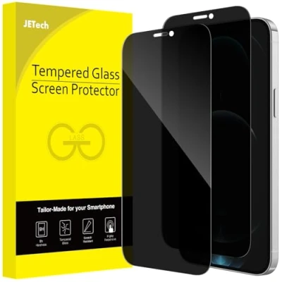 Abbildung von JETech Sichtschutz Full Screen für iPhone 12 Pro Max 6,7 Zoll, Anti Spy Panzer Schutz Glas Folie Schutzfolie, Kante zu Displayschutz Hat Keinen Einfluss auf die Hülle, 2 Stück
