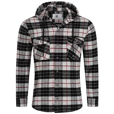 Abbildung von Rock Creek Herren Hemd Kariert Kapuzenhemd Karohemd Herrenhemd Flanell Hemden Holzfällerhemd Übergangsjacke Langarm Winter H 255 Grau 2XL