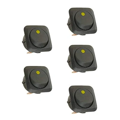 Abbildung von Mintice™ 5 Stück 12V 25A KFZ Schalter EIN/AUS Wippenschalter LED Beleuchtet Gelbe 25mm