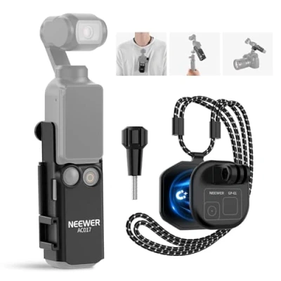Abbildung von NEEWER GP 61 Magnetische Halshalterung &amp; AC017 Kunststoff Verlängerungshalterung Adapter Kompatibel mit DJI Osmo Pocket 3 Creator Combo Zubehör, einstellbare Gimbal Kamera Neck Mount für POV Vlog