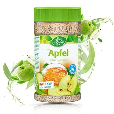Abbildung von KING GEORGE Royal Tea Time, Apfel Instantgetränk 6 x 400 g, Heiß &amp; Kalt ein Genuss, Instantteegetränk mit Apfelgeschmack, ergibt bis zu 4 l, Schwarzteeextrakt