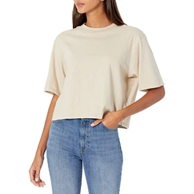 Abbildung von The Drop Damen Sydney T Shirt, kurzer Cropped Stil, Rundhalsausschnitt, Sand, XXL