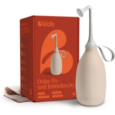 Abbildung von Bidetlity Podusche &amp; Intimdusche 3.0 Ersetzt Feuchttücher, spart Toilettenpapier, Neuer Duschkopf, Zuhause und als mobiles Reise Bidet, nachhaltige Po Dusche, tragbar, inkl. Reisetasche, BPA frei