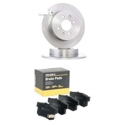 Abbildung von RIDEX 3405B3353 Bremsscheiben und beläge Hinterachse voll mit akustischer Verschleißwarnung HONDA: CIVIC 7 Hatchback, 6 Hatchback