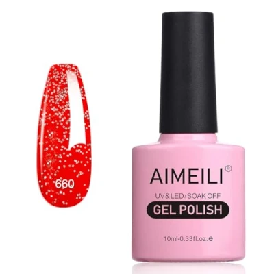 Abbildung von AIMEILI Glitzer Gel Nagellack UV LED Soak Off Mit Glitzerpartikel Sparkle Nail Polish Luminous 10ml 660