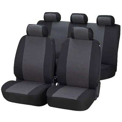 Abbildung von Walser Autositzbezug Pineto Komplettset, Universal Autoschonbezüge schwarz grau, Sitzbezüge Polyester 12435