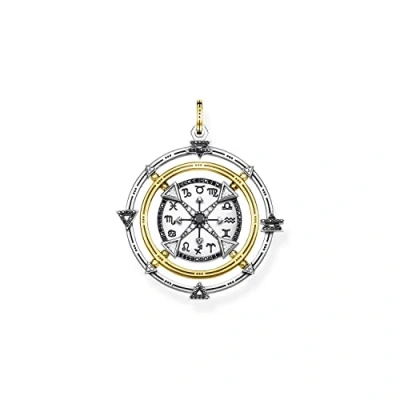 Abbildung von Thomas Sabo Herren Amulett Elements of Nature, mit verschiedenen Zirkoniasteinen, 925er Sterlingsilber geschwärzt und 750er Vergoldung, Maße: 47 x 40 mm, PE906 849 7