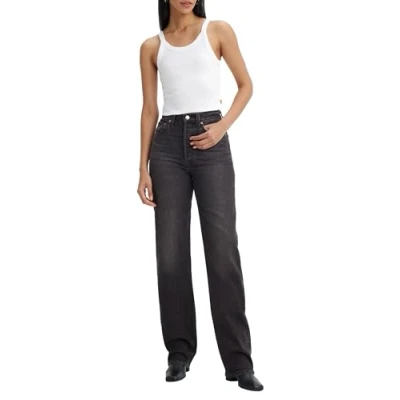 Abbildung von Levi&#039;s Ribcage FULL Length Button FLY Jeans Straight Leg, Damen, Größe: 32x34, Static noise overload
