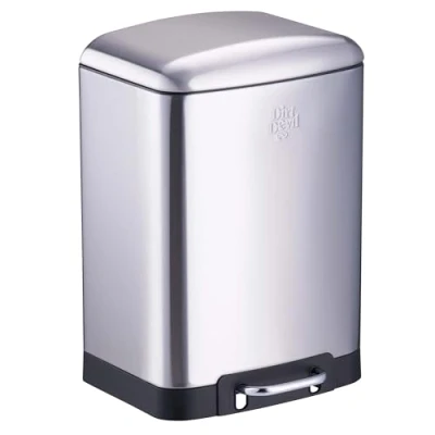 Abbildung von Dirt Devil Tretmülleimer 12L Mülleimer Küche mit Soft Close Abfalleimer aus Edelstahl Herausnehmbarer Inneneimer Küchenmülleimer 27,5 x 25,5 40,2 CM Silber