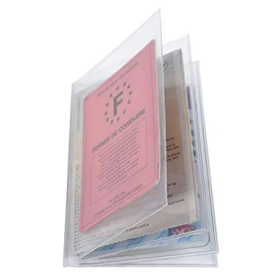 Abbildung von Exacompta 5396E Packung (mit 10 Schutzhüllen, für Ihre Dokumente 8,8 x 13,8 cm, aus glattem PVC 150µ, mit 4 Taschen) 10er Pack transparent