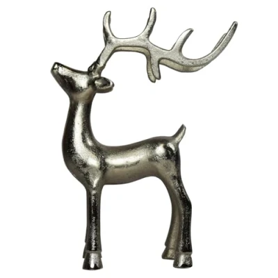 Abbildung von Dadeldo Living &amp; Lifestyle Dekofigur Hirsch Silber Aluminium 20x15cm Weihnachtsdeko