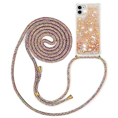 Abbildung von MXKOCO Handykette kompatibel mit iPhone 11 Glitzer Flüssig Bewegende Treibsand Hülle Band Umhängetaschen+Hüllen Umhängeband Handykordel Schutzhülle Stylische Kette