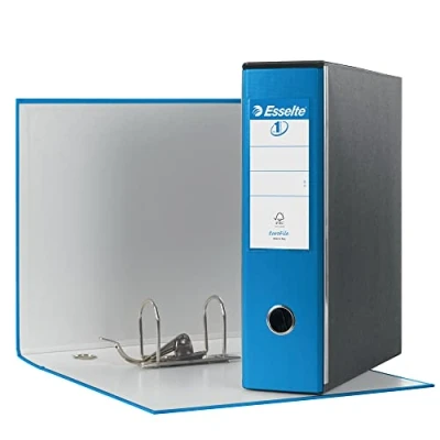 Abbildung von Esselte Eurofile Ordner mit Hebelmechanik und Aufbewahrungsschachtel Dorso 8 cm Blu Vivida