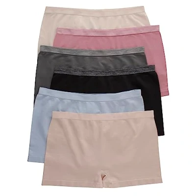 Abbildung von Hanes Damen Women&#039;s Comfort Flex Fit Seamless Boyshort Panty (Pack of 6) Unterhosen, Jungen, Sortiert, Groß (6er Pack)