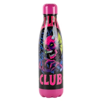 Abbildung von Konix Stranger Things Isolierflasche Edelstahl 500 ml Hellfire Club Motiv Pink und Schwarz