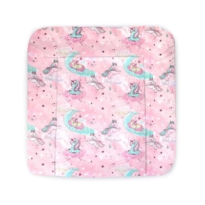 Abbildung von Balbina® Wickelunterlage Wickeltischauflage Wickelauflage baumwolle 75x85 I Pink Einhorn