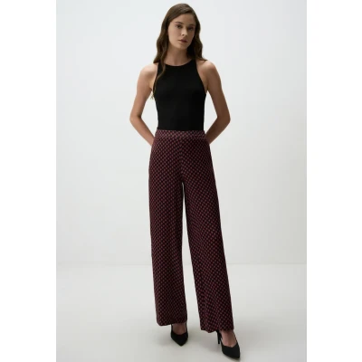 Abbildung von Jimmy Key Geometric Wideleg Stoffhose, Damen, Größe: 40, Bordeaux