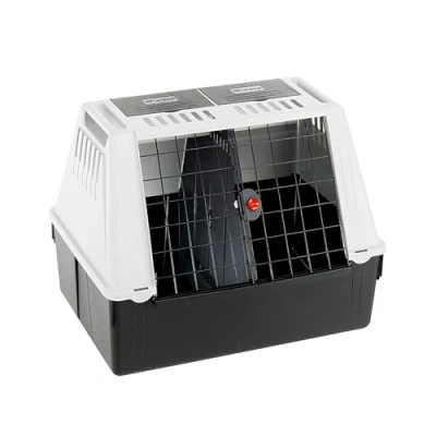Abbildung von Ferplast Hundebox Auto, Atlas CAR 80 SE, Ablagefach, Doppelte Schiebeöffnung mit Sicherheitshaken L 82 x W 51 H 61 cm Max 20 kg
