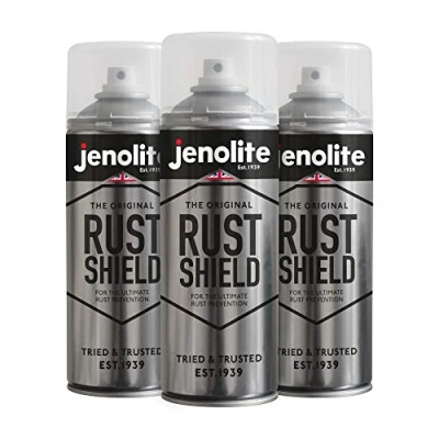 Abbildung von JENOLITE Rust Shield Rostschutz Klarlack Spray 3x400ml Korrosionsschutz für Metall Schützt vor Rost &amp; Witterung Autos, Motorräder, Dekorationen, blankes Lacke Wetterfest