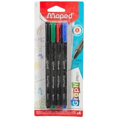 Abbildung von Maped M749144 Fineliner Graph Peps, Metallspitze 0.4 mm, 4er Packung