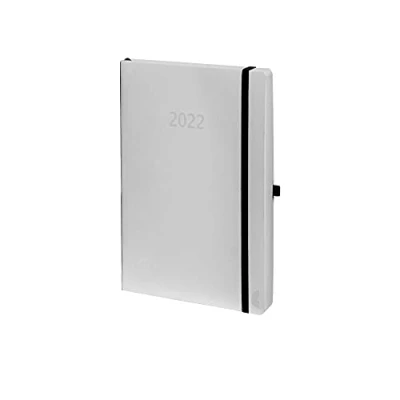 Abbildung von Chronoplan 50952 Buchkalender Kalendarium 2022, im A5 Format (135x210mm) und mit Softcover, Tagesplaner ( 1 Tag auf Seite, flexibler Stiftschlaufe, Einmerkband Gummiverschluss), weiß