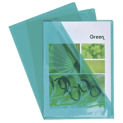 Abbildung von Exacompta 661295E 100er Pack PVC Kunststoff Aktenhüllen. für DIN A4 transparent glasklar grün oben und seitlich offen Plastikhülle Klarsichthülle Büro die mobile Organisation