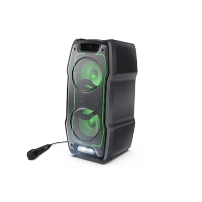 Abbildung von SHARP PS931 Bluetooth Party Lautsprecher (180 Watt, integrierter Akku mit 13 Stunden Spielzeit, Super Bass, LED Lichteffekte, inkl. Mikrofon), schwarz