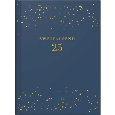 Abbildung von rido/idé Taschenkalender Young Line Mini (2025) „Starry Night“, 2 Seiten = 1 Woche, A6, 160 Seiten, Kunstleder Einband, dunkelblau