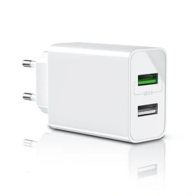 Abbildung von CSL USB Ladegerät 30W QC 3.0 2 Port Netzteil inkl. Quick Charging Schnellladefunktion Smart Charge Solid intelligentes Laden weiß